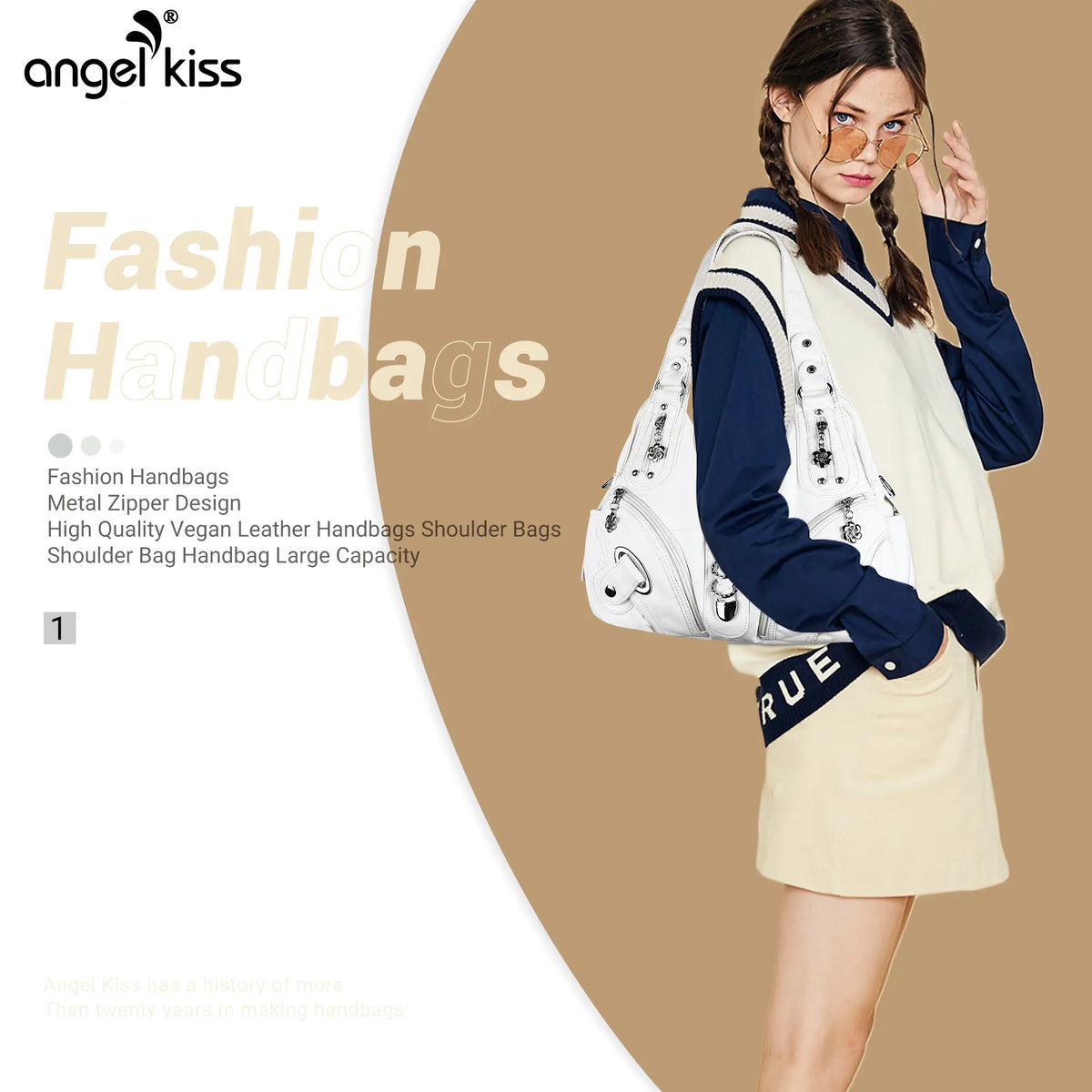 Angel Kiss Vintage PU Leather Crossbody Bag, 14x5x13