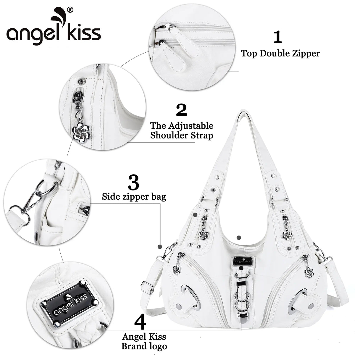 Angel Kiss Vintage PU Leather Crossbody Bag, 14x5x13